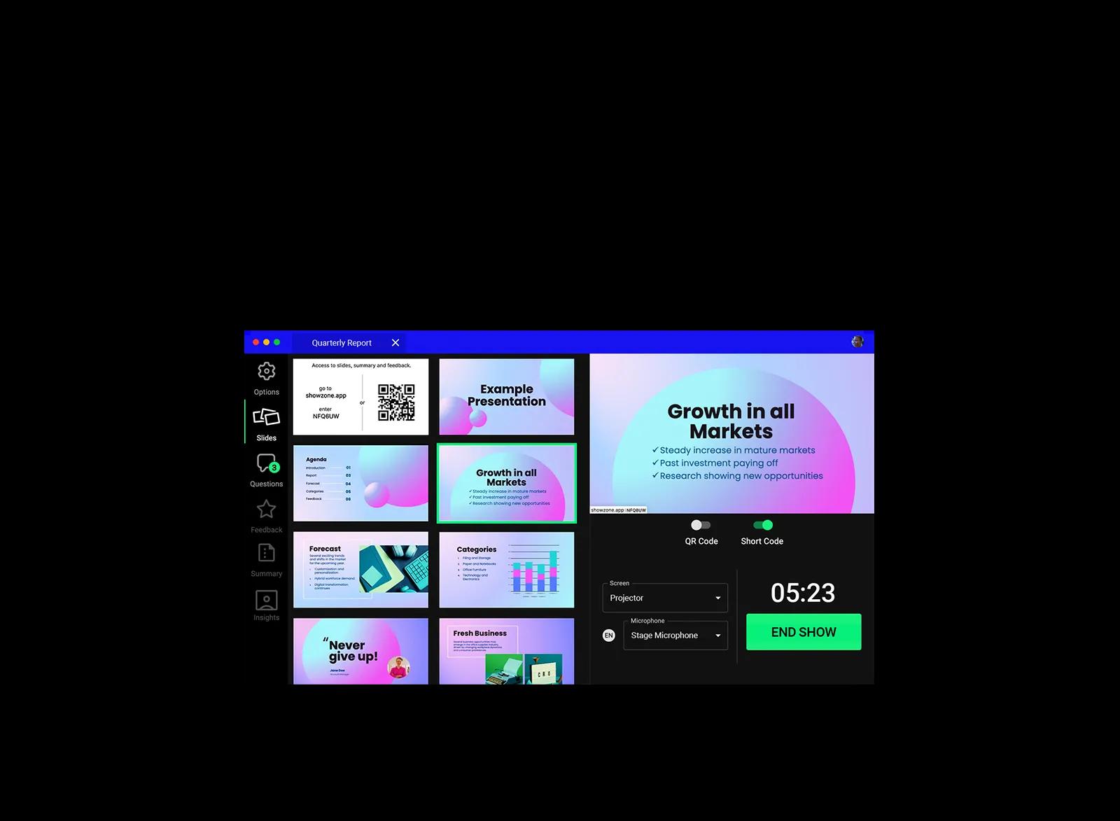 The Showzone desktop app